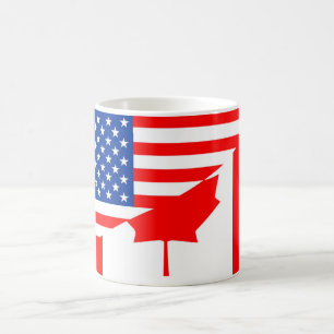 米国アメリカカナダの半分の旗米国の国 コーヒーマグカップ