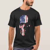 米国アメリカスカル国旗軍隊愛国的退役軍人 Tシャツ (正面)