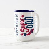 米国アメリカパパすごい赤白青愛国的 ツートーンマグカップ (正面右)