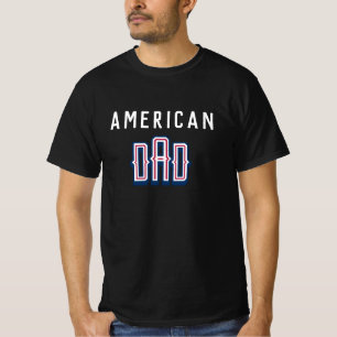 米国アメリカパパ赤白青父の日黒 Tシャツ