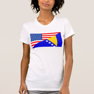米国アメリカボスニア・ヘルツェゴビナの半分の旗 Tシャツ