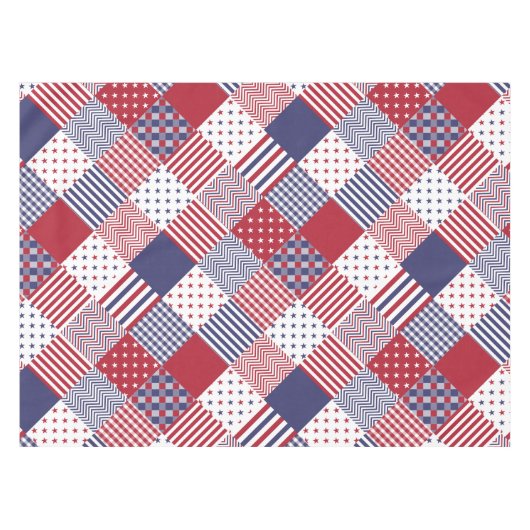 米国アメリカーナ赤白と青のキルト テーブルクロス (正面(横))
