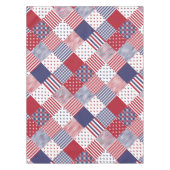 米国アメリカーナ赤白と青のキルト テーブルクロス (正面)
