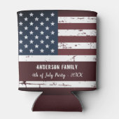 米国アメリカ国パーソナライズされた旗7月4日 缶クーラー (裏面)