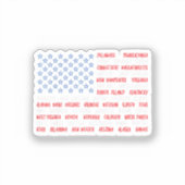 米国アメリカ国旗すべての50州名 シール (正面)