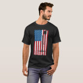米国アメリカ国旗の地雷鉱山採掘機斧 Tシャツ (正面フル)