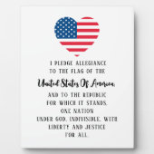 米国アメリカ国旗の忠誠の誓約ハート フォトプラーク (正面)