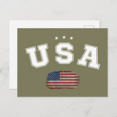 米国アメリカ国旗の愛国的退役軍人7月4日 ポストカード (正面/裏面)