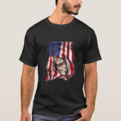 米国アメリカ国旗の猫子猫おもしろい7月4日 Tシャツ (正面)