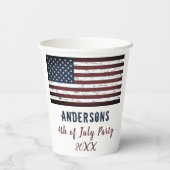 米国アメリカ国旗パーソナライズされた7月4日・愛国心 紙コップ (裏面)