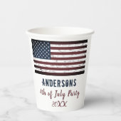 米国アメリカ国旗パーソナライズされた7月4日・愛国心 紙コップ (正面)