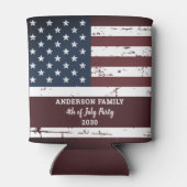 米国アメリカ国旗パーソナライズされた7月4日・愛国心 缶クーラー (裏面)