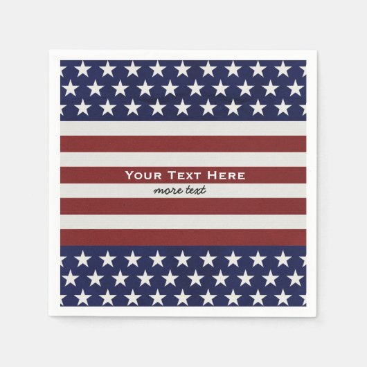 米国アメリカ国旗7パーソナライズされた月4日カスタム スタンダードカクテルナプキン (正面)