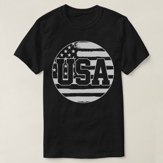 米国アメリカ国旗7月1日4日 Tシャツ (デザイン正面)