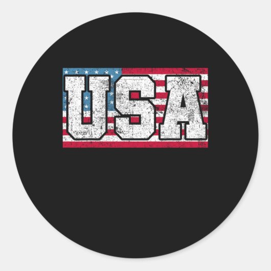 米国アメリカ国旗7月4日 ラウンドシール (正面)