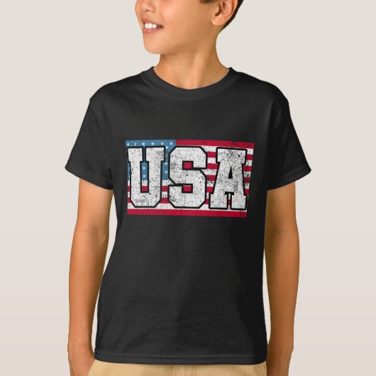 米国アメリカ国旗7月4日 Tシャツ (正面)