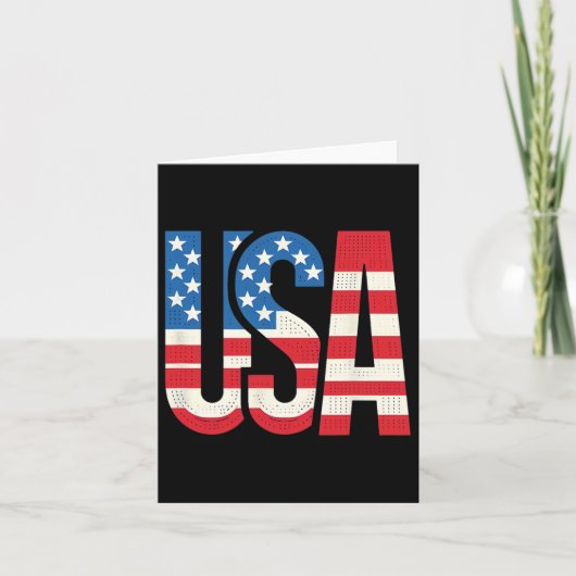 米国アメリカ国旗Patriotic Us 7月4日 カード (正面)