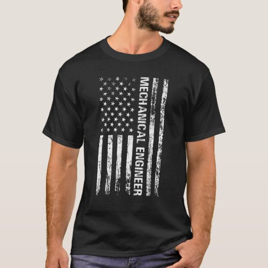 米国アメリカ州旗エンジニアリングV Tシャツ (正面)