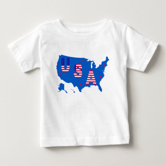 米国アメリカ愛国地図/国旗の星とストライプ ベビーTシャツ (正面)