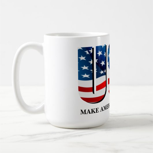 米国アメリカ愛国心赤白青国旗 コーヒーマグカップ (左)
