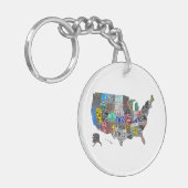 米国アメリカ統一された州マップ国旗のライセンスプレート キーホルダー (正面左)