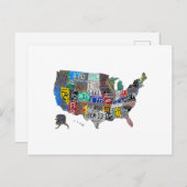 米国アメリカ統一された州マップ国旗のライセンスプレート シーズンポストカード (正面/裏面)