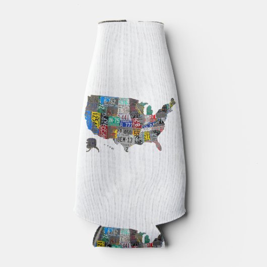 米国アメリカ統一された州マップ国旗のライセンスプレート ボトルクーラー (正面)