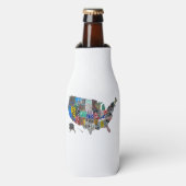 米国アメリカ統一された州マップ国旗のライセンスプレート ボトルクーラー (ボトル正面)