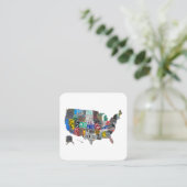 米国アメリカ統一された州マップ国旗のライセンスプレートA スクエア名刺 (スタンド正面)