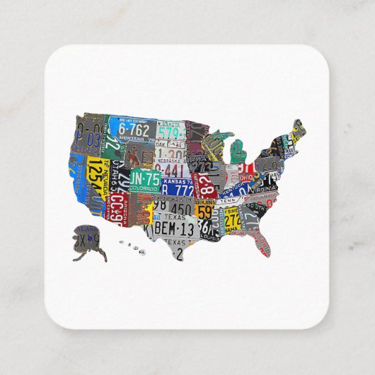 米国アメリカ統一された州マップ国旗のライセンスプレートA スクエア名刺 (裏面)