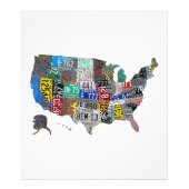 米国アメリカ統一された州マップ国旗のライセンスプレートA フォトプリント            (正面)