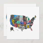 米国アメリカ統一された州マップ国旗のライセンスプレートA 招待状 (正面/裏面)