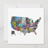 米国アメリカ統一された州マップ国旗のライセンスプレートA 招待状 (裏面)