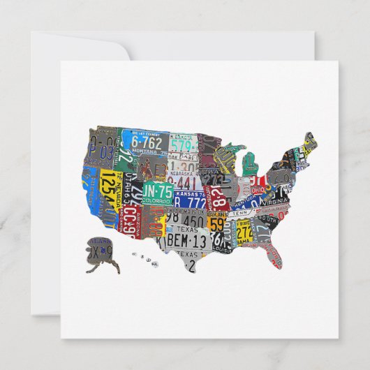 米国アメリカ統一された州マップ国旗のライセンスプレートA 招待状 (裏面)