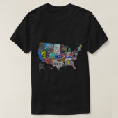 米国アメリカ統一された州マップ国旗のライセンスプレートA Tシャツ (デザイン正面)