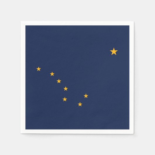 米国アラスカ州旗を持つ愛国的な紙ナプキン スタンダードカクテルナプキン (正面)