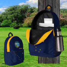 米国アラスカ州旗バックパック&アラスカバッグ、 プリントバックパック