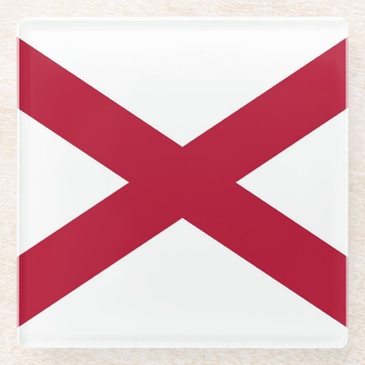 米国アラバマ州旗ガラスのコースター ガラスコースター (正面)