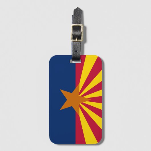 米国アリゾナ州旗とアメリカ州/スポーツファン ラゲッジタグ (正面縦)