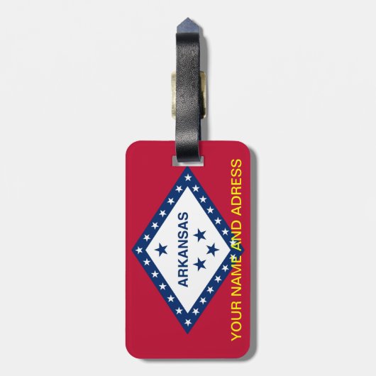 米国アーカンソー州旗と荷札 ラゲッジタグ (裏面縦)