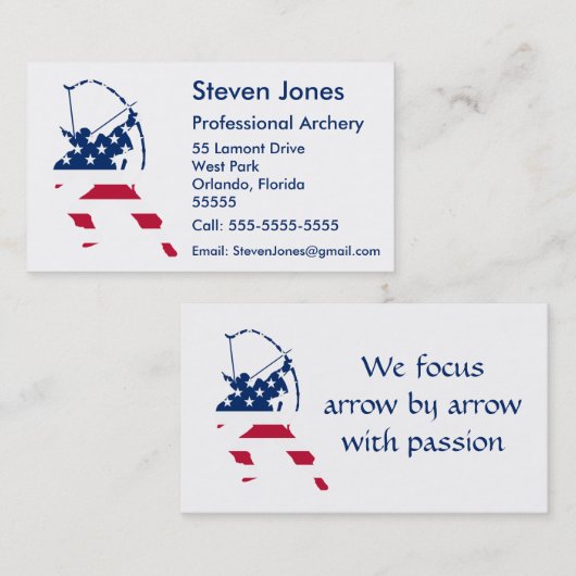 米国アーチェリー米国国旗 名刺 (正面/裏面)