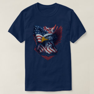 米国アートイーグル赤白青自由愛国主義 Tシャツ