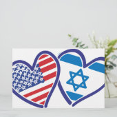 米国イスラエルハート国旗 便箋 (スタンド正面)