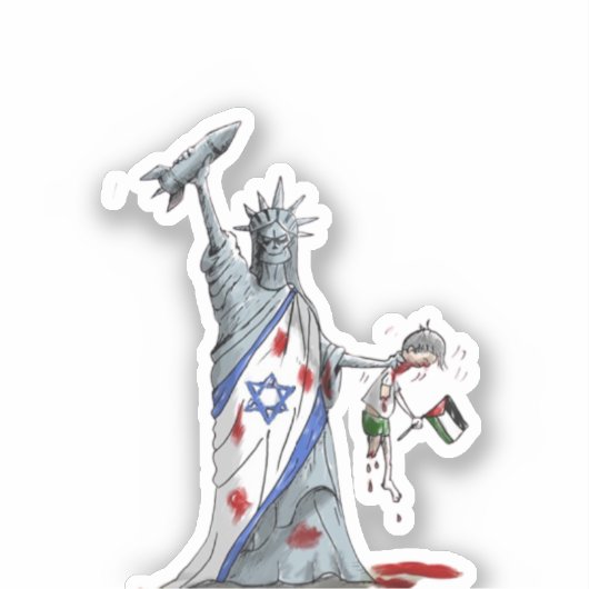 米国イスラエル大量虐殺シール無料パレスチナ無料ガザ シール (正面)