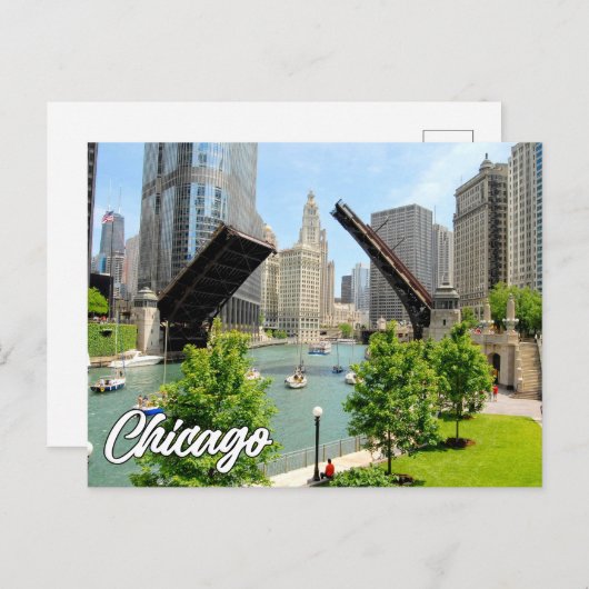 米国イリノイ州シカゴからのご挨拶 ポストカード (正面/裏面)