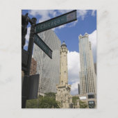 米国イリノイ州シカゴのウォータータワー ポストカード (正面)