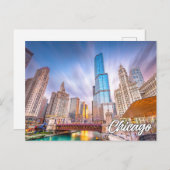 米国イリノイ州シカゴの美しいダウンタウン ポストカード (正面/裏面)