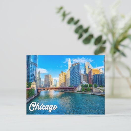 米国イリノイ州シカゴの美しい都市 ポストカード (スタンド正面)