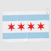 米国イリノイ州シカゴ州旗を持つゴルフタオル ゴルフタオル (横)