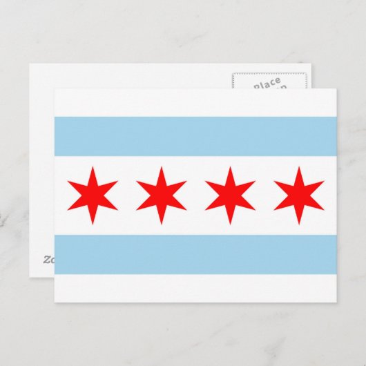 米国イリノイ州シカゴ州旗を掲げた州のはがき ポストカード (正面/裏面)